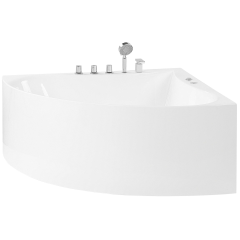 Cadă de colț cu hidromasaj ISLITA 187 x 133 cm Alb [4]