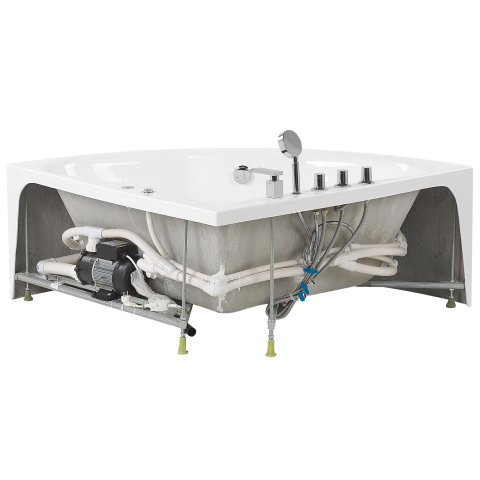 Cadă de colț cu hidromasaj ISLITA 187 x 133 cm Alb [6]
