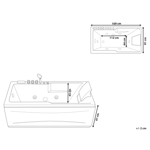 ARTEMISA LED corner whirlpool bathtub Right 170 x 80 cm White [2]