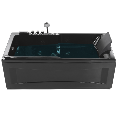 Cadă de colț LED cu hidromasaj ARTEMISA Dreapta 170 x 80 cm Negru [4]