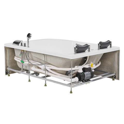 Cadă de colț LED cu hidromasaj BAYAMO Dreapta 170 x 120 cm Alb [8]