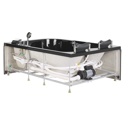 BAYAMO LED corner bathtub with whirlpool Right 170 x 120 cm Black [8]