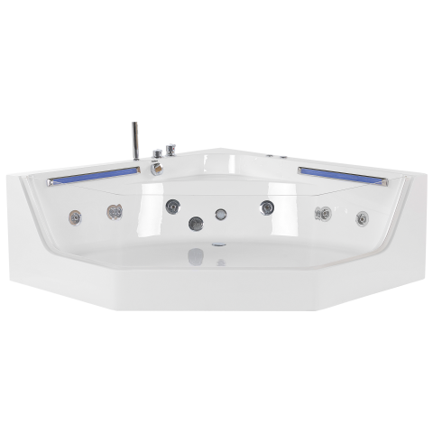 Corner LED bathtub with whirlpool CACERES 211 x 150 cm White [1]