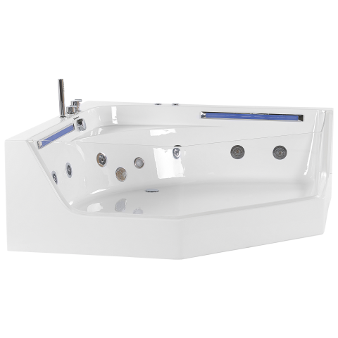 Corner LED bathtub with whirlpool CACERES 211 x 150 cm White [3]