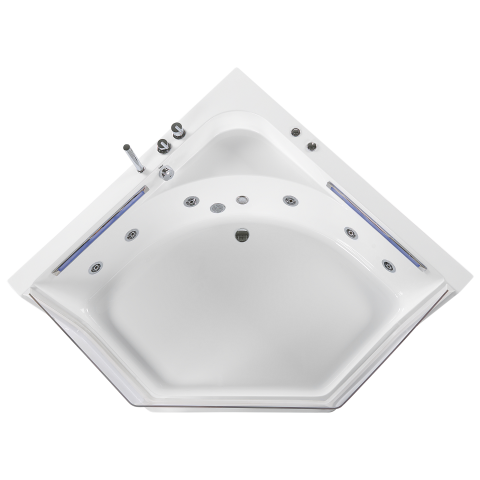 Bathtub LED corner bathtub with hydromassage CACERES 211 x 150 cm White [5]