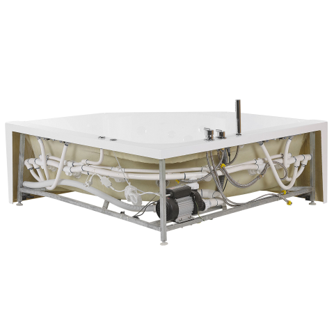 Bathtub LED corner bathtub with hydromassage CACERES 211 x 150 cm White [4]