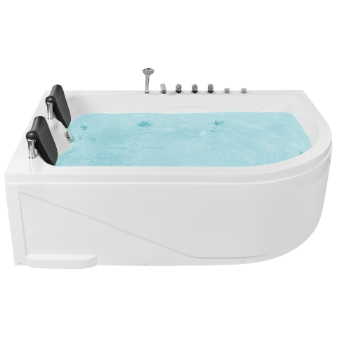 Cadă de colț LED cu hidromasaj CALAMA Dreapta 180 x 120 cm Alb [1]