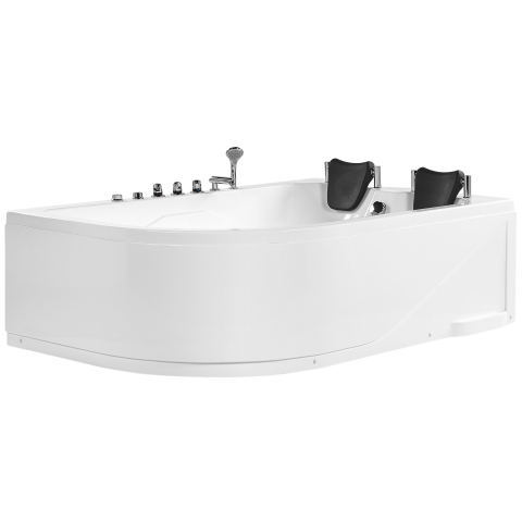 LED corner bathtub with whirlpool CALAMA Left 180 x 120 cm White [4]