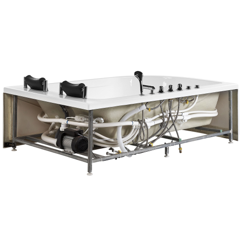 LED corner bathtub with whirlpool CALAMA Left 180 x 120 cm White [6]