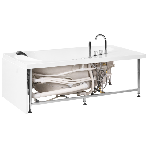 Corner LED bathtub with hydromassage CAURA Right 175 x 80 cm White [6]