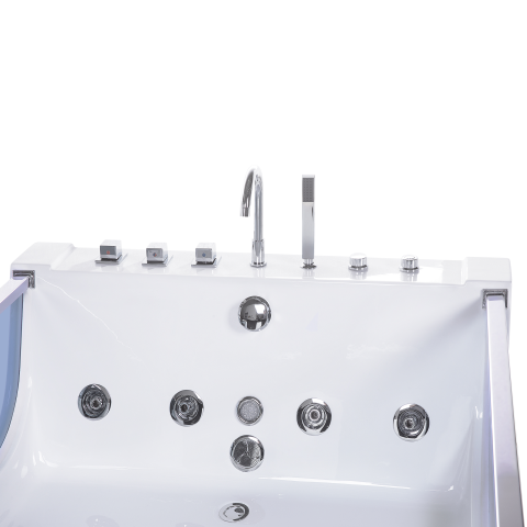 Cadă de colț LED cu hidromasaj CURACAO 180 x 120 cm Alb [6]