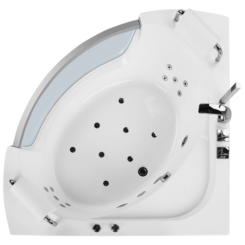 LED corner bathtub with whirlpool MANGLE 187 x 136 cm White [5]