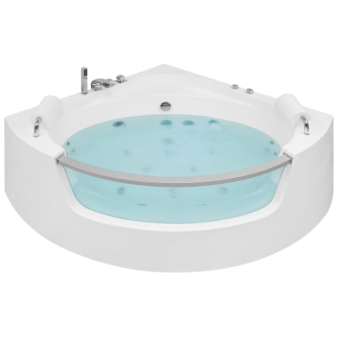 LED corner bathtub with whirlpool MANGLE 187 x 136 cm White [1]