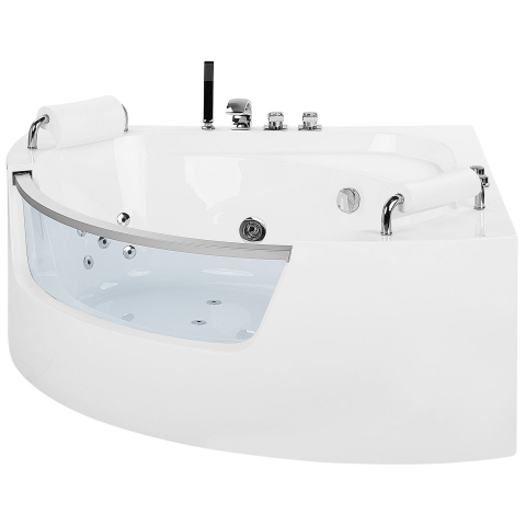 MANGLE LED corner bathtub with hydromassage 187 x 136 cm White [3]
