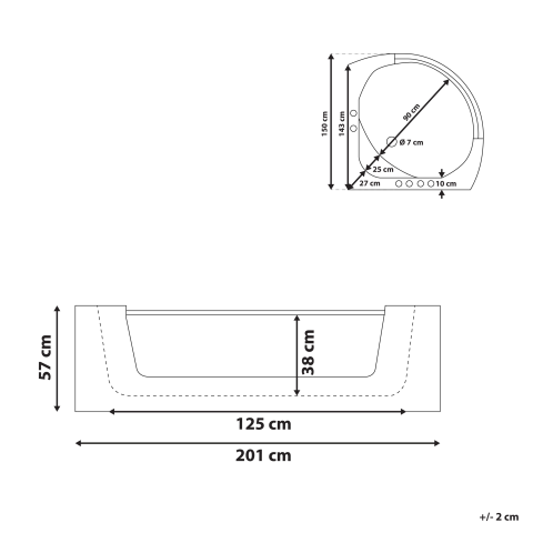 Corner LED bathtub with whirlpool MANGLE 201 x 150 cm White [2]