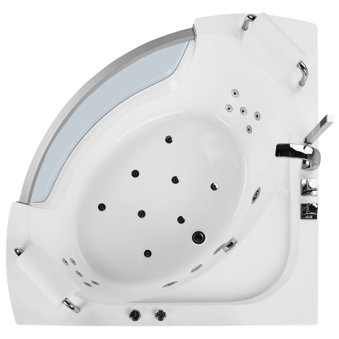 Corner LED bathtub with hydromassage MANGLE 201 x 150 cm White [5]