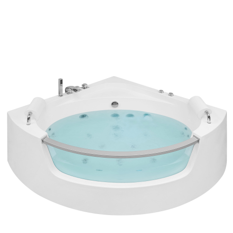 Corner LED bathtub with hydromassage MANGLE 201 x 150 cm White [1]