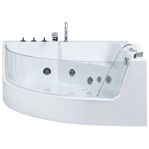 Corner LED bathtub with hydromassage MARINA 190 x 135 cm White [5]
