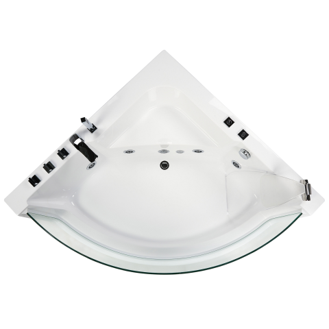 Corner LED bathtub with hydromassage MARINA 190 x 135 cm White [7]