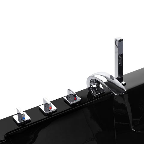 Corner LED bathtub with hydromassage MARINA 190 x 135 cm Black [9]