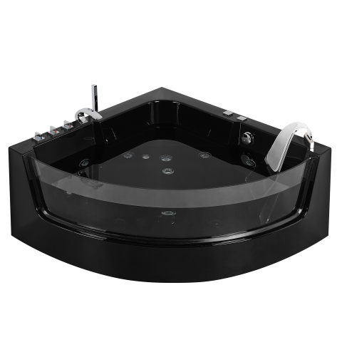 Cadă de colț LED cu hidromasaj MARINA 190 x 135 cm Negru [4]