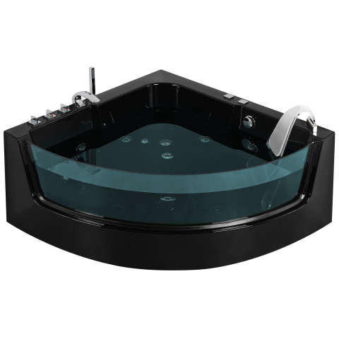 Cadă de colț LED cu hidromasaj MARINA 190 x 135 cm Negru [3]