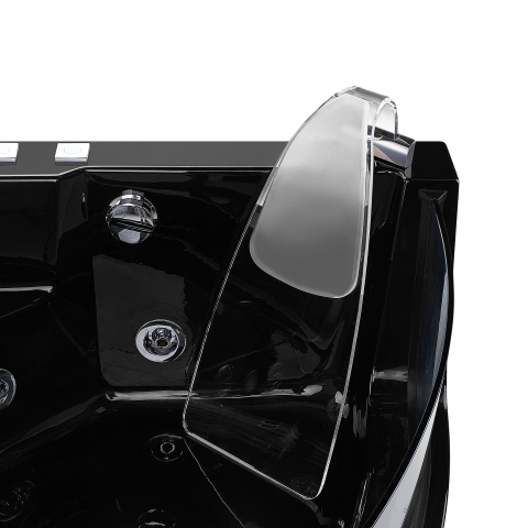 Corner LED bathtub with hydromassage MARINA 190 x 135 cm Black [8]