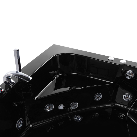 Corner LED bathtub with hydromassage MARINA 190 x 135 cm Black [7]