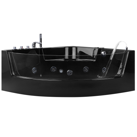 Corner LED bathtub with hydromassage MARINA 190 x 135 cm Black [5]