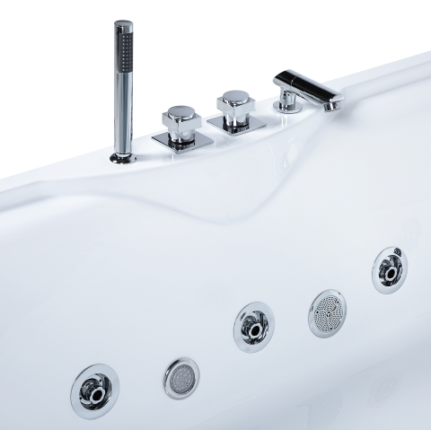 MARQUIS LED corner bathtub with hydromassage 180 x 90 cm White [5]