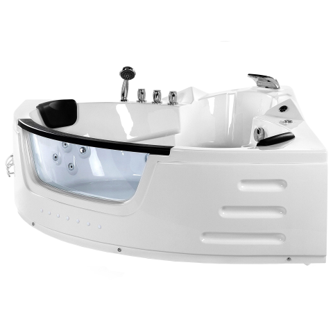 LED corner bathtub with whirlpool MARTINICA 198 x 144 cm White [3]