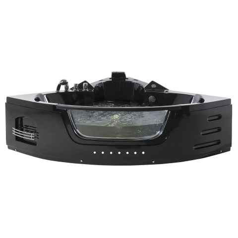 Cadă de colț LED cu hidromasaj MARTINICA 198 x 144 cm Negru [1]