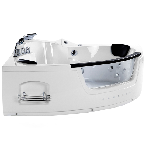 MARTINICA LED corner bathtub with hydromassage 214 x 155 cm White [4]