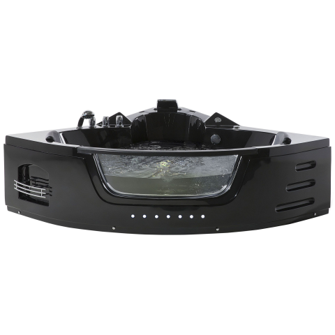 Corner LED bathtub with hydromassage MARTINICA 214 x 155 cm Black [1]
