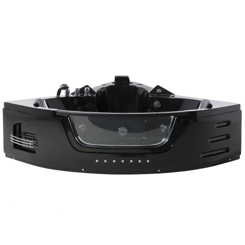 Corner LED bathtub with hydromassage MARTINICA 214 x 155 cm Black [5]