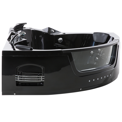 Cadă de colț LED cu hidromasaj MARTINICA 214 x 155 cm Negru [4]