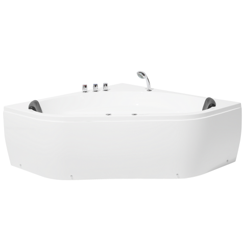 LED corner bathtub with hydromassage MEVES 140 x 140 cm White [4]