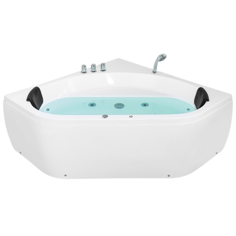 LED corner bathtub with hydromassage MEVES 140 x 140 cm White [3]