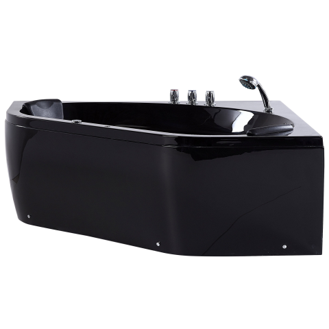 Corner LED bathtub with hydromassage MEVES 140 x 140 cm Black [5]