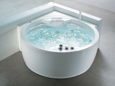 Cazi de baie - MILANO LED corner bathtub with hydromassage With integrated Bluetooth speaker 181 x 150 cm White
