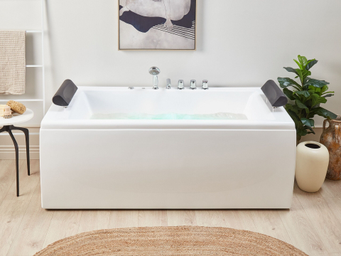 Cazi de baie - Corner LED bathtub with hydromassage MONTEGO 172 x 83 cm White