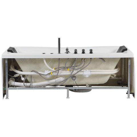 Corner LED bathtub with hydromassage MOOR 173 x 81 cm White [4]