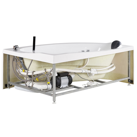 LED corner bathtub with hydromassage NEIVA Left 150 x 100 cm White [4]