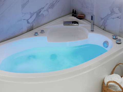 Cazi de baie - LED corner bathtub with hydromassage NEIVA Left 150 x 100 cm White