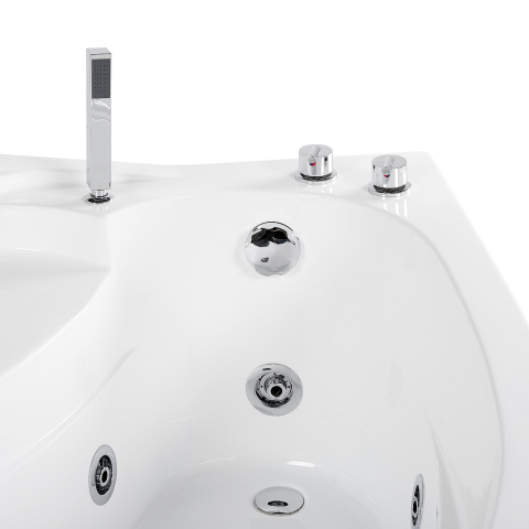 LED corner bathtub with hydromassage NEIVA Left 150 x 100 cm White [7]