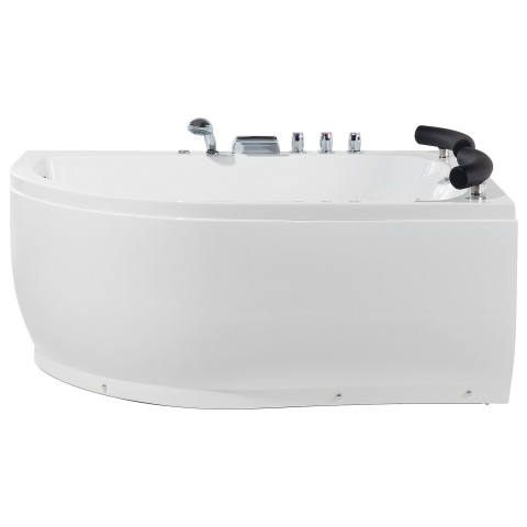 LED corner bathtub with whirlpool PARADISO Left 158 ​​x 113 cm White [5]