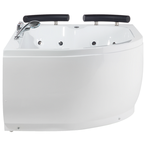 LED corner bathtub with whirlpool PARADISO Left 158 ​​x 113 cm White [6]