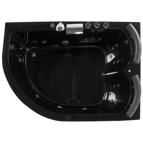 LED corner bathtub with hydromassage PARADISO Left 158 ​​x 113 cm Black [4]