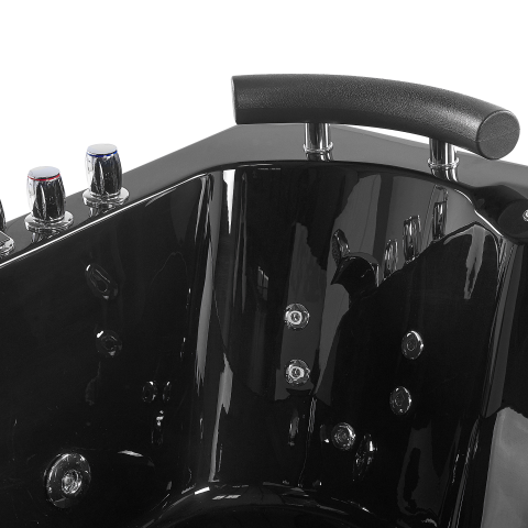 Corner LED bathtub with whirlpool PARADISO Left 158 ​​x 113 cm Black [7]