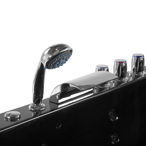 PARADISO LED corner bathtub with whirlpool Left 158 ​​x 113 cm Black [6]